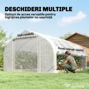 Outsunny Sera de Gradina 4x3m cu Pereti Laterali si Usa cu Fermoar 8 Ferestre Tunel pentru Plante | Aosom Romania