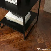 HOMCOM Masa Laterala, Masa de Capat Industriala cu Depozitare pe 2 Nivele, Masa de Efect Clasic cu Cadru din Otel, Negru