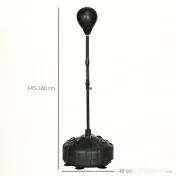 SPORTNOW Punching Ball de Podea cu Bază Reumplută și Ventuze, Înălțime Reglabilă 145-180 cm, Negru 