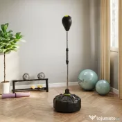 SPORTNOW Punching Ball de Podea cu Bază Reumplută și Ventuze, Înălțime Reglabilă 145-180 cm, Negru 