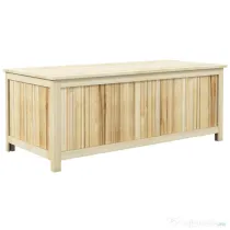 Outsunny Bancă de Depozitare pentru Grădină de 172L din Lemn de Brad, 120x55x45cm, Culoare Lemn