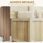 Outsunny Bancă de Depozitare pentru Grădină de 172L din Lemn de Brad, 120x55x45cm, Culoare Lemn