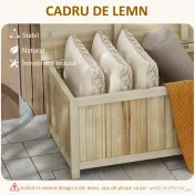 Outsunny Bancă de Depozitare pentru Grădină de 172L din Lemn de Brad, 120x55x45cm, Culoare Lemn