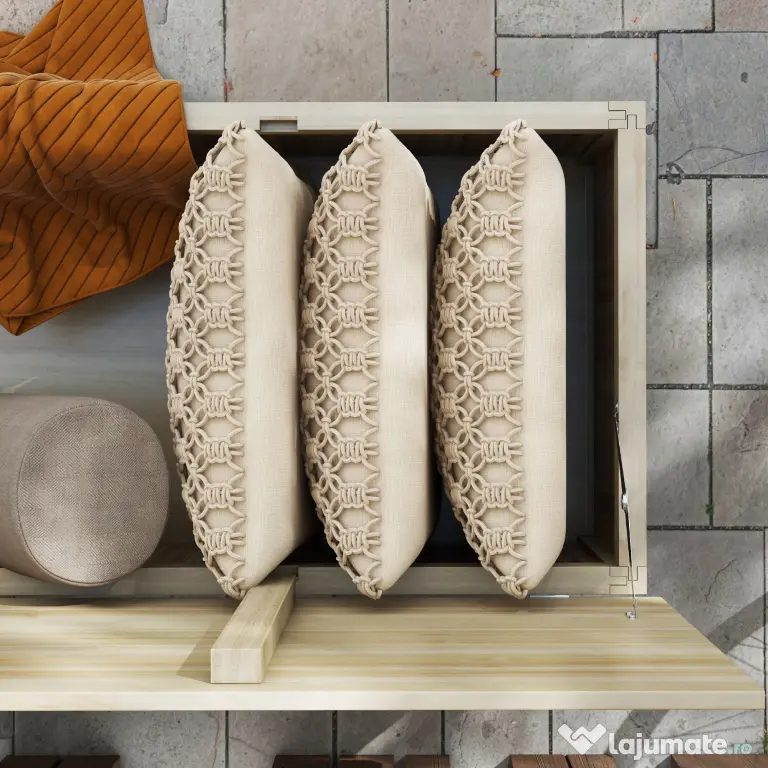 Outsunny Bancă de Depozitare pentru Grădină de 172L din Lemn de Brad, 120x55x45cm, Culoare Lemn