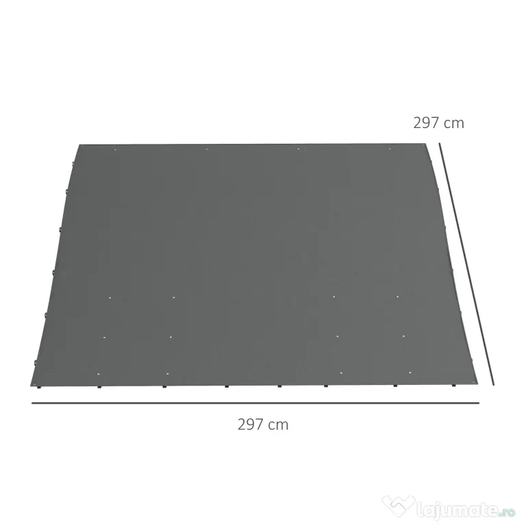Outsunny Copertină de Rezervă pentru Pergolă cu 16 Orificii de Scurgere, Cârlige şi Inele, 297x 297 cm, Gri Închis | Aosom Romania