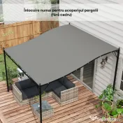 Outsunny Copertină de Rezervă pentru Pergolă cu 16 Orificii de Scurgere, Cârlige şi Inele, 297x 297 cm, Gri Închis | Aosom Romania 