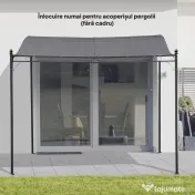 Outsunny Copertină de Rezervă pentru Pergolă cu 16 Orificii de Scurgere, Cârlige şi Inele, 297x 297 cm, Gri Închis | Aosom Romania 