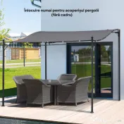 Outsunny Copertină de Rezervă pentru Pergolă cu 16 Orificii de Scurgere, Cârlige şi Inele, 297x 297 cm, Gri Închis | Aosom Romania 