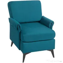 HOMCOM Fotoliu Modern, Tapiţat cu Pânză Premium, Stil Clasic cu Braţe Rulate, Scaun de Efect pentru Living, Dormitor sau Şemineu