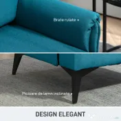 HOMCOM Fotoliu Modern, Tapiţat cu Pânză Premium, Stil Clasic cu Braţe Rulate, Scaun de Efect pentru Living, Dormitor sau Şemineu