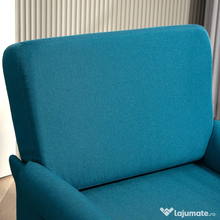 HOMCOM Fotoliu Modern, Tapiţat cu Pânză Premium, Stil Clasic cu Braţe Rulate, Scaun de Efect pentru Living, Dormitor sau Şemineu