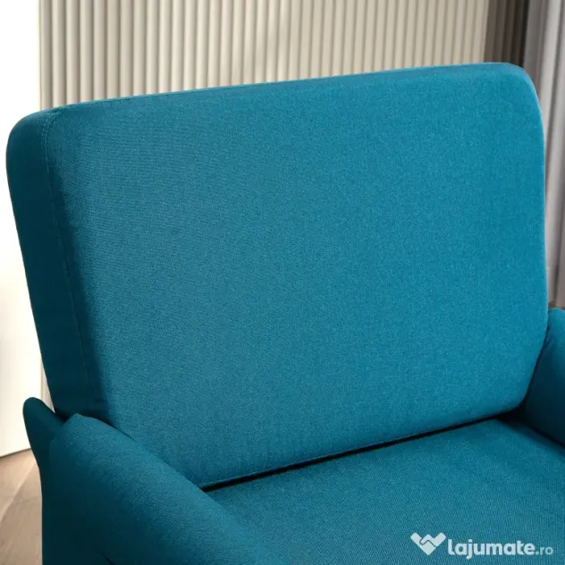 HOMCOM Fotoliu Modern, Tapiţat cu Pânză Premium, Stil Clasic cu Braţe Rulate, Scaun de Efect pentru Living, Dormitor sau Şemineu