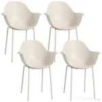Outsunny Set 4 Scaune Stivuibile pentru Terasă și Grădină, Scaune de Masă Exterior cu Design Ergonomic, Rezistente la Intemperii, Structură din Oțel, Gri