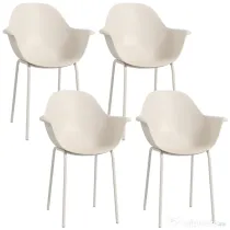 Outsunny Set 4 Scaune Stivuibile pentru Terasă și Grădină, Scaune de Masă Exterior cu Design Ergonomic, Rezistente la Intemperii, Structură din Oțel, Gri