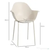 Outsunny Set de 4 Scaune de Grădină Gri, Stivuibile, cu Spătar Înalt și Cotieră, Cadru din Metal, Design Elegant pentru Exterior | Aosom Romania 