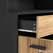 HOMCOM Dulap de bucătărie din lemn cu 2 dulapuri cu 2 uși și sertar, 80x40x180 cm, negru și culoare lemn | Aosom Romania 