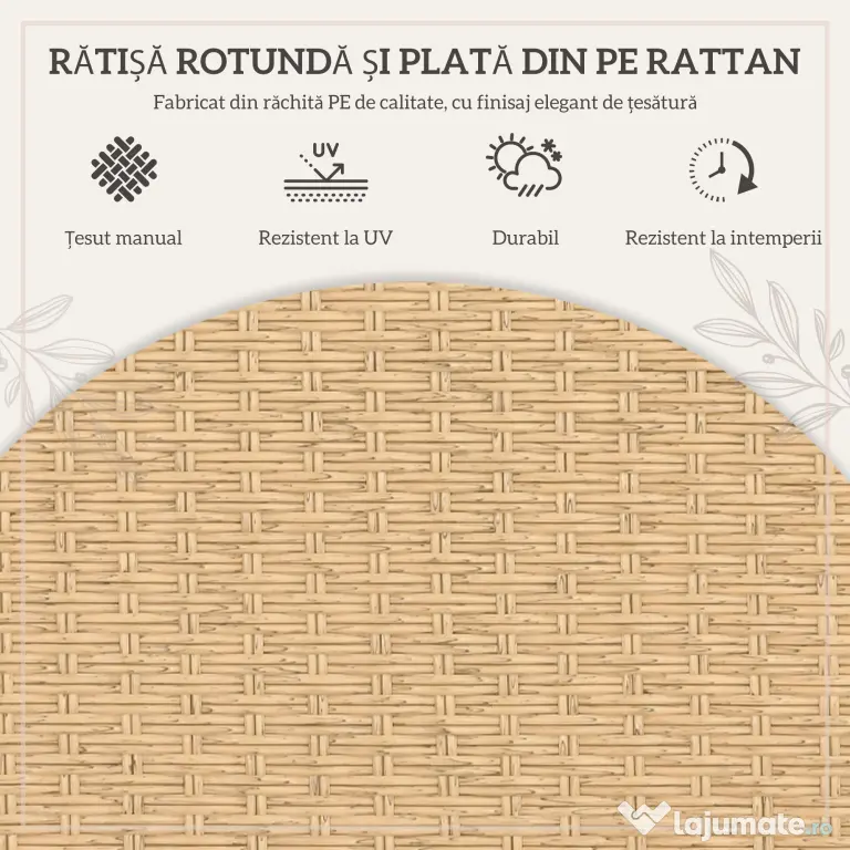 Outsunny Set de Luat Masa din 7 piese din Rachita pentru Terasa | Aosom Romania