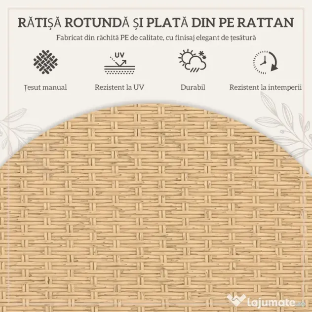 Outsunny Set de Luat Masa din 7 piese din Rachita pentru Terasa | Aosom Romania