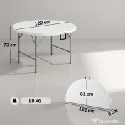 Outsunny Masă Pliabilă de Grădină Φ122 cm, Masă de Picnic Rotundă pentru 6 Persoane, Cadru Metalic, Alb | Aosom Romania 