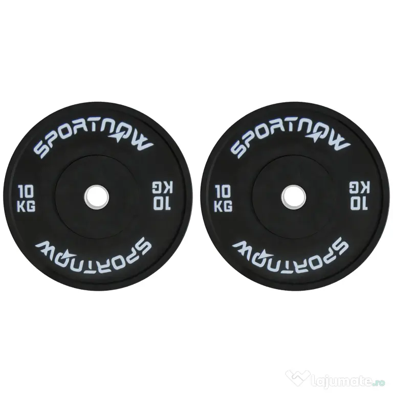 SPORTNOW Set 2 Placi Greutati Olimpice 10 kg Cauciuc pentru Haltere Orificiu 5 cm Acasa Sala | Aosom Romania