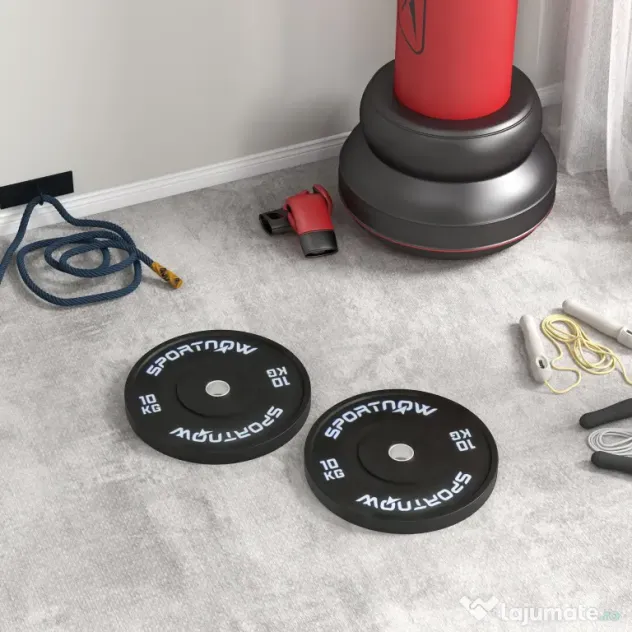 SPORTNOW Set 2 Placi Greutati Olimpice 10 kg Cauciuc pentru Haltere Orificiu 5 cm Acasa Sala | Aosom Romania