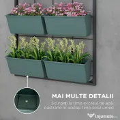 Outsunny Suport pentru Plante, 8 Ghivece Stivuibile, Rezistente la Intemperii, 52.5 x 14 x 90 cm, Gri + Negru | Aosom Romania