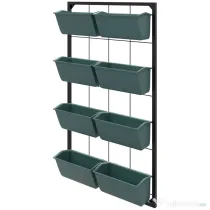 Outsunny Trepte pentru Plante, 8 Ghivece Stivuibile, Rezistente la Intemperii, 52,5 x 14 x 90 cm, Gri + Negru