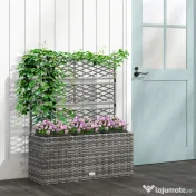 Outsunny Jardinieră de Gradină Autoportantă, Pat de Flori pentru Plante Cățărătoare, Design Modern, 84x30x107cm, Gri Deschis | Aosom Romania 