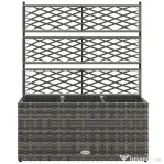 Outsunny Pat De Flori De Sine Statator Pentru Gradina, Jardiniera Pentru Plante Cataratoare 84x30x107cm Gri Deschis