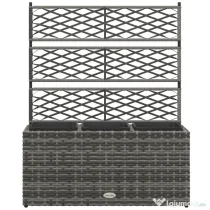 Outsunny Pat De Flori De Sine Statator Pentru Gradina, Jardiniera Pentru Plante Cataratoare 84x30x107cm Gri Deschis