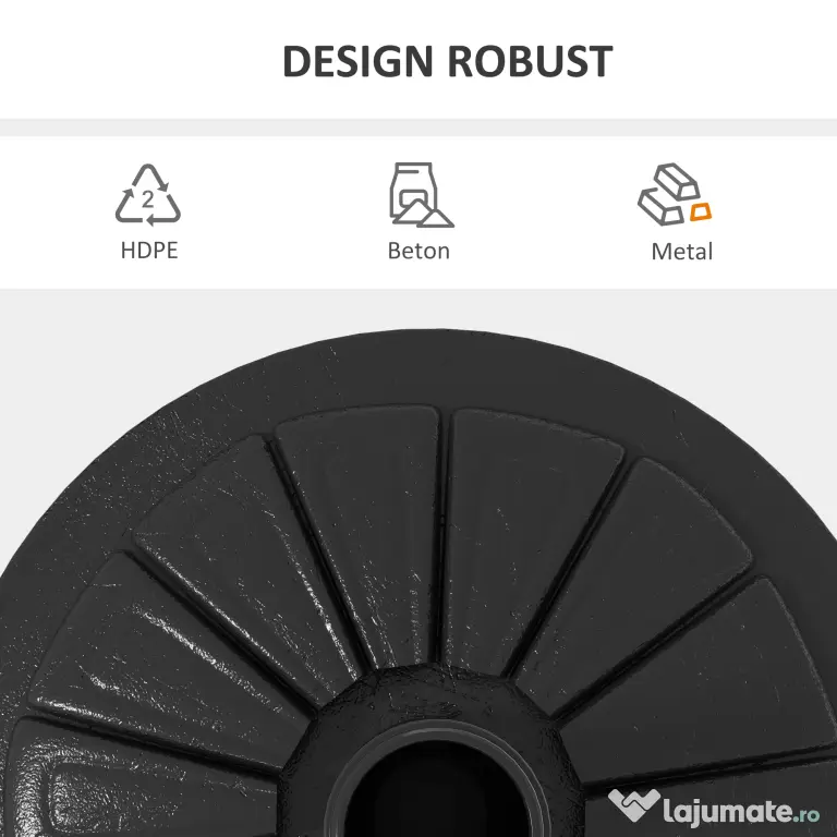 Outsunny Suport 13kg din Ciment pentru Umbrelă Soare, Bază Rotundă Rezistentă 48mm, Negru | Aosom Romania