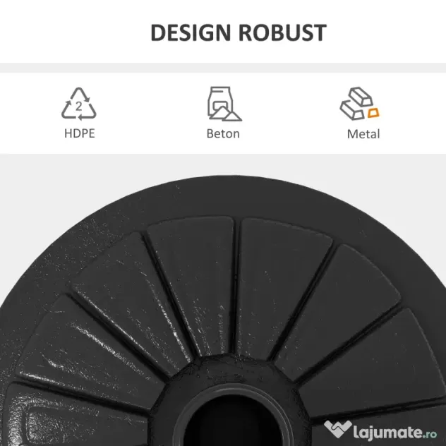 Outsunny Suport 13kg din Ciment pentru Umbrelă Soare, Bază Rotundă Rezistentă 48mm, Negru | Aosom Romania