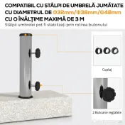 Outsunny Baza Umbrelă Gradină 25kg Granit Oțel Inoxidabil pentru Stâlpi Ø32-48mm | Aosom Romania