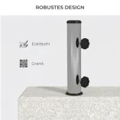 Outsunny Baza Umbrelă Gradină 25kg Granit Oțel Inoxidabil pentru Stâlpi Ø32-48mm | Aosom Romania