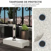 Outsunny Baza Umbrelă Gradină 25kg Granit Oțel Inoxidabil pentru Stâlpi Ø32-48mm | Aosom Romania