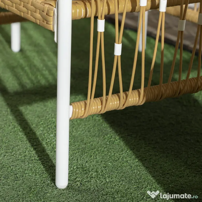 Outsunny Mobilier din 3 Piese pentru Terasă, Set din 2 Canapele și o Măsuță de Cafea pentru Exterior din Ratan, 72x66x64 cm, Crem | Aosom Romania