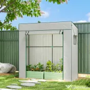 Outsunny Seră de Grădină cu Acoperiș Înclinat, 2 Ferestre și Ușă Rulabilă, Seră pentru Cultivare cu Structură din Oțel, Acoperire Anti-UV din PE, pentru Grădină, Legume, Flori, 196x77x197 cm, Alb | Aosom Romania
