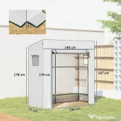 Outsunny Seră de Grădină cu Acoperiș Înclinat, 2 Ferestre și Ușă Rulabilă, Seră pentru Cultivare cu Structură din Oțel, Acoperire Anti-UV din PE, pentru Grădină, Legume, Flori, 196x77x197 cm, Alb | Aosom Romania