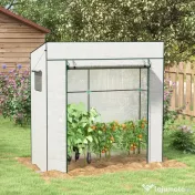 Outsunny Seră de Grădină cu Acoperiș Înclinat, 2 Ferestre și Ușă Rulabilă, Seră pentru Cultivare cu Structură din Oțel, Acoperire Anti-UV din PE, pentru Grădină, Legume, Flori, 196x77x197 cm, Alb | Aosom Romania