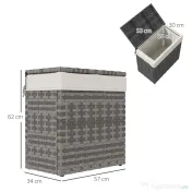 Outsunny Cutie De Depozitare In Aer Liber Cu Captuseala, Cutie De Rachita Din Ratan PE Pentru Interior, Exterior, Gri | Aosom Romania 