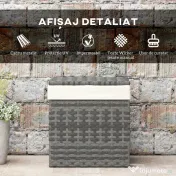 Outsunny Cutie De Depozitare In Aer Liber Cu Captuseala, Cutie De Rachita Din Ratan PE Pentru Interior, Exterior, Gri | Aosom Romania 