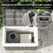 Outsunny Cutie De Depozitare In Aer Liber Cu Captuseala, Cutie De Rachita Din Ratan PE Pentru Interior, Exterior, Gri | Aosom Romania 