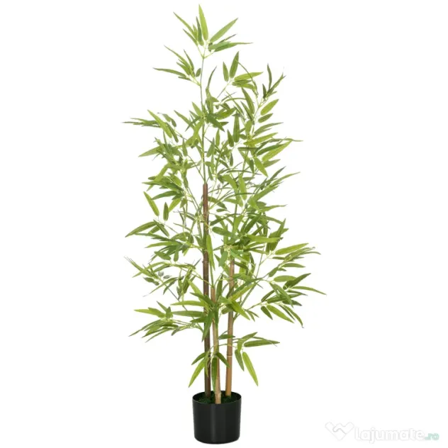 HOMCOM Bambus Artificial cu Ghiveci, Planta Artificiala pentru Interior si Exterior pentru Decorarea Camerei de Zi si Biroul de Acasa | Aosom Romania