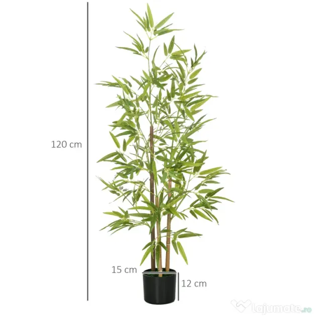 HOMCOM Bambus Artificial cu Ghiveci, Planta Artificiala pentru Interior si Exterior pentru Decorarea Camerei de Zi si Biroul de Acasa | Aosom Romania