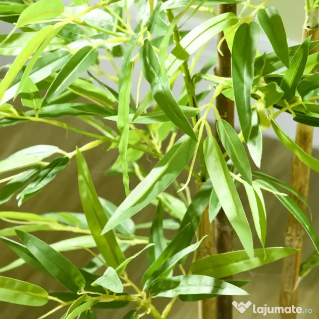 HOMCOM Bambus Artificial cu Ghiveci, Planta Artificiala pentru Interior si Exterior pentru Decorarea Camerei de Zi si Biroul de Acasa | Aosom Romania