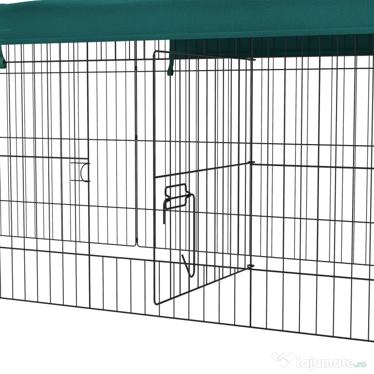 PawHut Tarc Exterior pentru Animale Mici, Spațiu pentru Pui, Iepuri, Chinchilla, cu Acoperiș, 220x85x70 cm, Verde | Aosom Romania