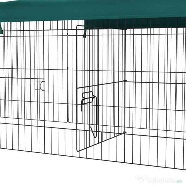 PawHut Tarc Exterior pentru Animale Mici, Spațiu pentru Pui, Iepuri, Chinchilla, cu Acoperiș, 220x85x70 cm, Verde | Aosom Romania