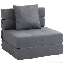 HOMCOM Fotoliu Pliabil Convertibil în Pat Single cu Pernă Inclusă, 70x70x61 cm, Gri | Aosom Romania