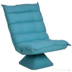 HOMCOM Fotoliu de Podea Relaxant Rotativ 360° cu Spătar Reglabil în 5 Poziții, 62x70x95 cm, Albastru