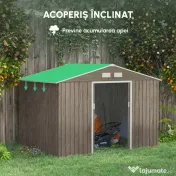 Outsunny Magazie de Grădină cu 4 Orificii de Ventilare și 2 Uși, Șopron pentru Depozitarea Uneltelor, 277x195x192 cm, Maro | Aosom Romania